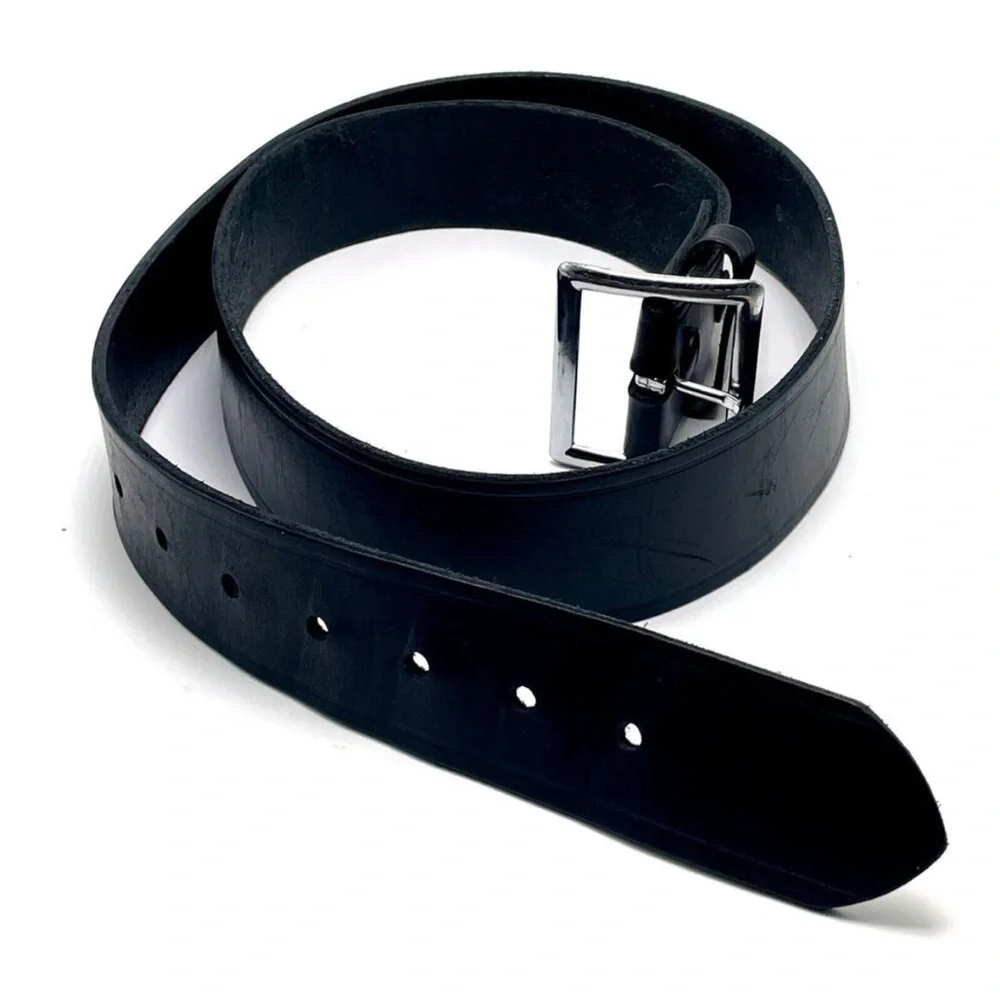 Boston Leather 6705 34 inches Unisex Black leather, silver buckle